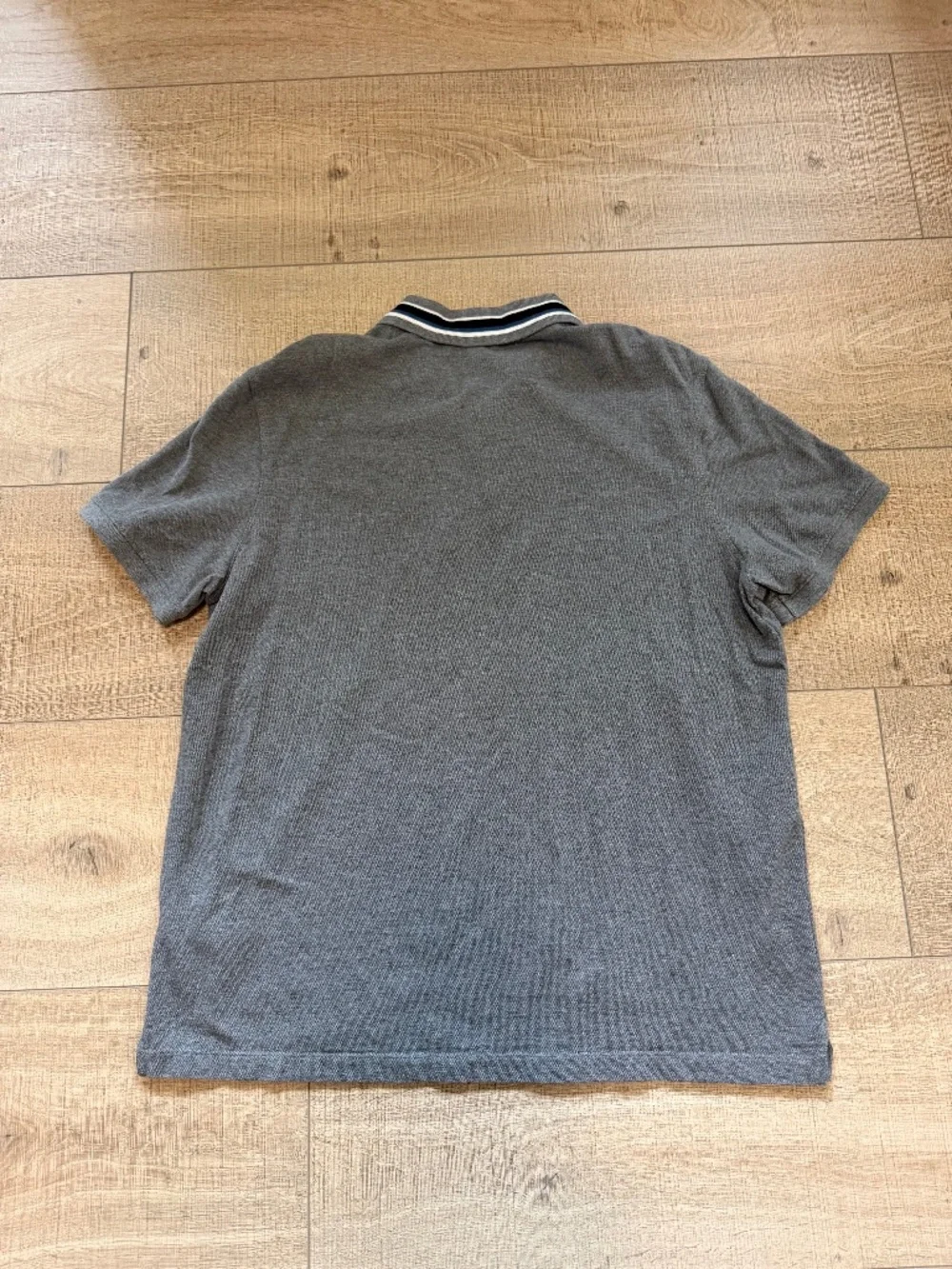 Banana Republic Slim Fit Pique Grey Polo Shirt Striped Collar Trim Men's XL